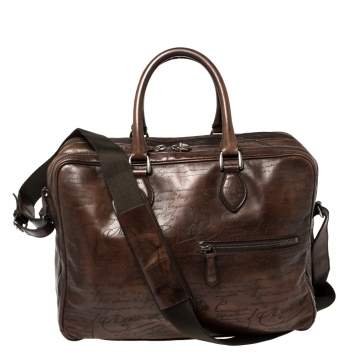 Pre Owned Berluti Mocha Brown Scritto  Leather Briefcase Bag