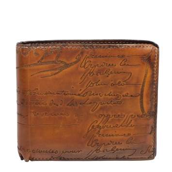 Pre Owned Berluti Tobacco Leather Makore Scritto Bifold Wallet