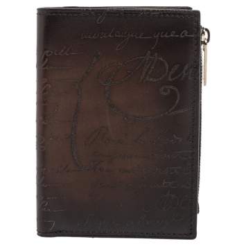 Pre Owned Berluti Tobacco Leather Makore Scritto Bifold Wallet