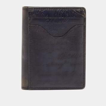 Pre Owned Berluti Blue Scritto Leather Makore Card Holder