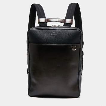 Pre Owned Berluti Black/Brown Block Leather Backpack
