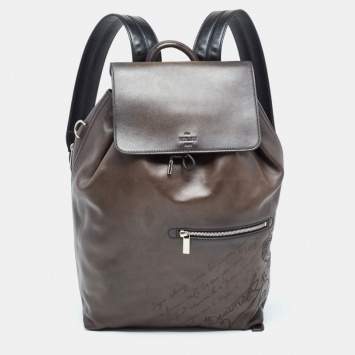 Pre Owned Berluti Dark Brown Leather Day Out Scritto Backpack