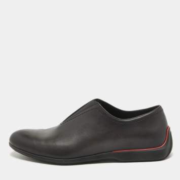 Pre Owned Berluti X Ferrari Black Leather Slip On Loafers Size 42