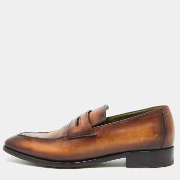 Berluti Tan Leather Andy Penny Loafers Size 38