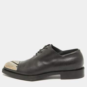 Pre Owned Berluti Black Leather Pointed Toe Lace Up  Oxfords Size 41