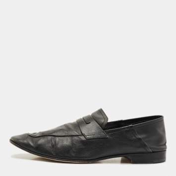 Pre Owned Berluti Black Leather Lorenzo Slip On Loafers Size 44.5