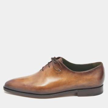 Berluti Brown Leather Alessandro Démesure Oxfords Size 44.5