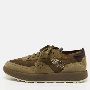 Pre Owned Berluti Brown Nylon and Suede Light Track Venezia Sneakers Size 39.5