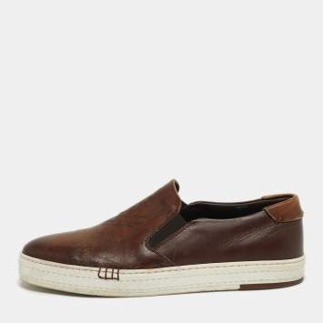 مملوكة مسبقًا Berluti Playtime Size 42 Brown Leather Slip On Sneakers