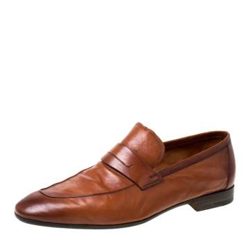Pre Owned Berluti Brown Leather Lorenzo Loafers Size 42