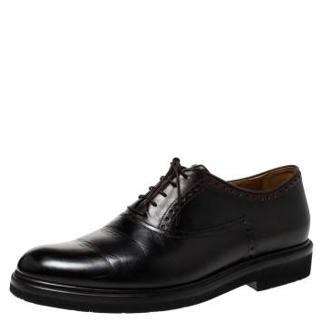Pre Owned Berluti Black Leather Lace Up Oxfords Size 42