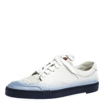 Pre Owned Berluti White/Blue Ombre Leather Playtime Low Top Sneakers Size 43