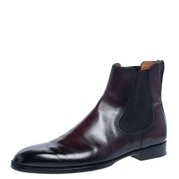 Pre Owned Berluti Dark Brown Shiny Leather Chelsea Boots Size 42