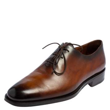Pre Owned Berluti Brown Leather Alessandro Démesure Lace Up Oxford Size 40