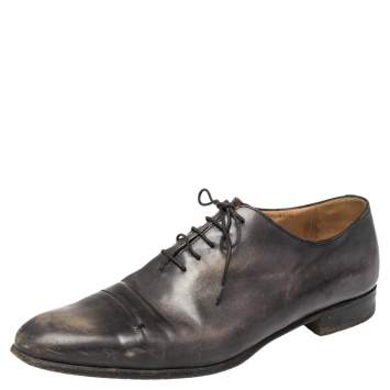 Pre Owned Berluti Black Leather Gaspard Galet Oxfords Size 43
