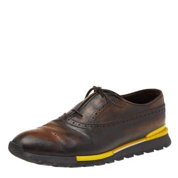 Pre Owned Berluti Brown Brogue Leather Lace Up Oxford Size 44