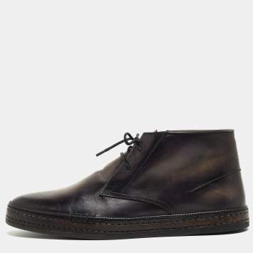Pre Owned Berluti Two Tone Leather Ankle Boots Size 43.5