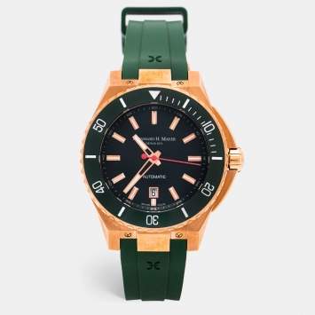 Bernhard H.Mayer Green Rose Gold PVD Plated Stainless Steel Rubber PowerMaster First BH38T/CW Men's Wristwatch 44 mm
