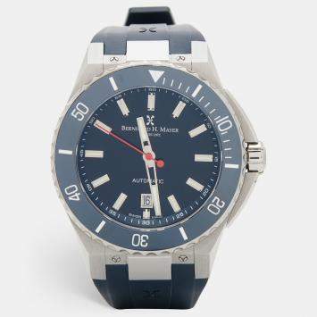 Bernhard H. Mayer Blue Ceramic Stainless Steel Rubber Limited Edition PowerMaster Blue BH44T/CW Men's Wristwatch 44 mm