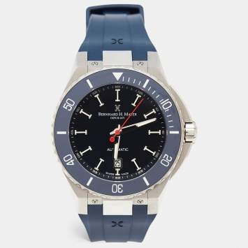 Pre Owned Bernhard H. Mayer Blue Ceramic Stainless Steel Rubber Limited Edition PowerMaster Blue BH44T/CW Men's Wristwatch 44 mm