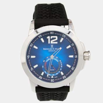 Bernhard H. Mayer Blue Stainless Steel Black Silicon Drift Men's Wristwatch 44 mm