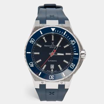 Pre Owned Bernhard H. Mayer Blue Ceramic Stainless Steel Rubber Limited Edition PowerMaster Blue BH44T/CW Men's Wristwatch 44 mm
