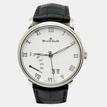 Pre Owned Blancpain Villeret Grande Date Jour Retrograde 6668-1127 Automatic White Stainless Steel Men's Wristwatch 40 mm
