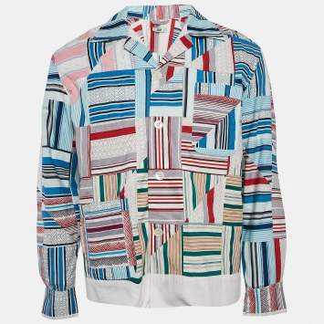 Pre Owned Bode Multicolor Printed Cotton Patch Work Shirt S