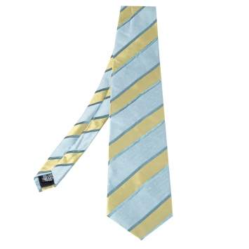 Pre Owned Boss By Hugo Boss Blue Diagonal Striped Textured Silk Tie