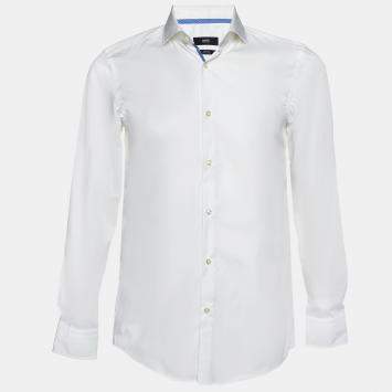 Pre Owned Boss By Hugo Boss White Cotton Buttoned Up Shirt S