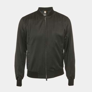 Pre Owned Boss By Hugo Boss Black Virgin Wool Zip-Up Jacket S