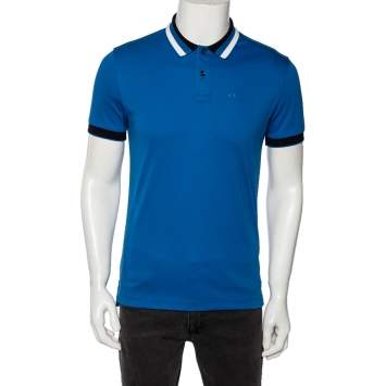 Pre Owned Boss By Hugo Boss Blue Cotton Slim Fit Polo T-Shirt S