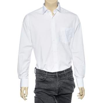 Pre Owned Boss By Hugo Boss White Cotton Button Front Shirt M