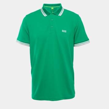 Pre Owned Boss By Hugo Boss Green Cotton Pique Polo T-Shirt XL