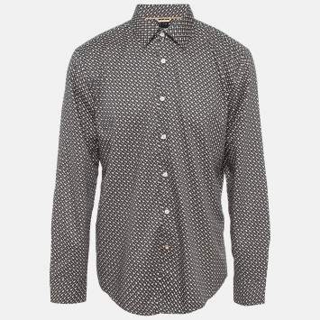 Pre Owned Boss By Hugo Boss  Multicolor Monogram Tencel Long Sleeve Shirt XL