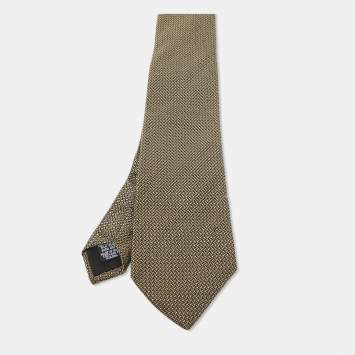 Pre Owned Boss By Hugo Boss Brown Patterned Silk Traditional Tie