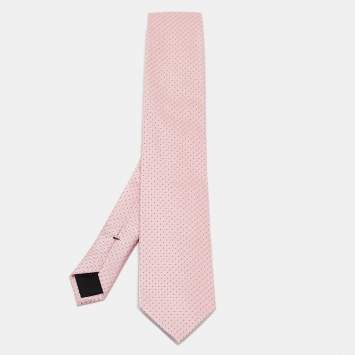 Pre Owned Boss By Hugo Boss Pink Patterned Silk Classic Tie 