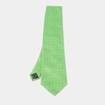 Pre Owned Boss By Hugo Boss Green Patterned Silk Traditional Tie