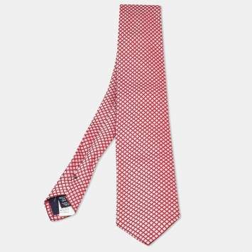 Pre Owned Boss By Hugo Boss Red Jacquard Classic Tie 
