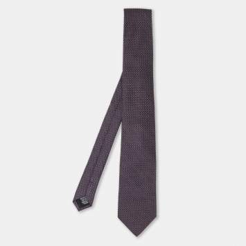 Pre Owned Boss By Hugo Boss Purple Jacquard Silk Tie