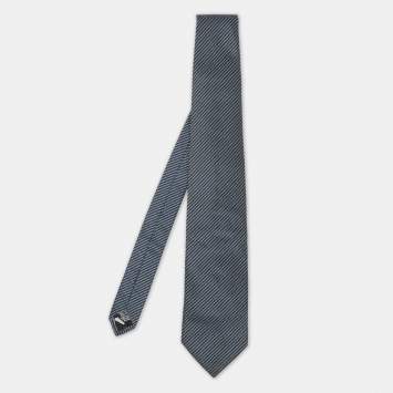 Pre Owned Boss By Hugo Boss Blue Patterned Jacquard Silk Tie