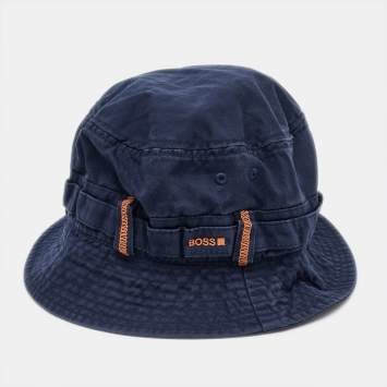 Pre Owned Boss By Hugo Boss Blue Cotton Bucket Hat S/M
