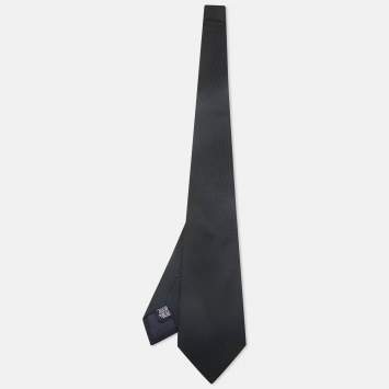Pre Owned Boss By Hugo Boss Black Patterned Silk Tie 