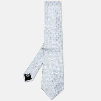 Pre Owned Boss By Hugo Boss Light Blue Jacquard Silk Traditional Tie