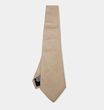 Pre Owned Boss By Hugo Boss Dark Beige Silk Tie