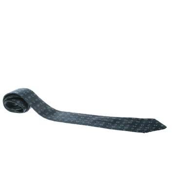 Pre Owned Boss By Hugo Boss Grey Textured Silk Jacquard Traditional Tie