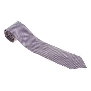 Pre Owned Boss by Hugo Boss Purple and Grey Checkered Silk Tie