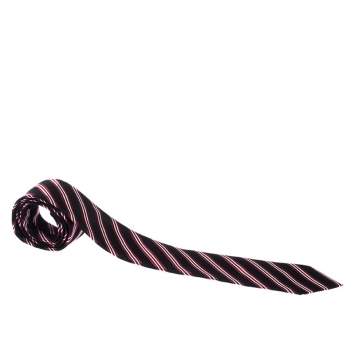 Pre Owned Boss Selection by Hugo Boss Black Striped Silk Tie