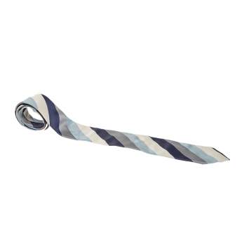 Pre Owned Boss By Hugo Boss Blue Diagonal Patterned Silk Tie