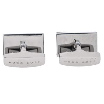 Pre Owned Boss Hugo Boss Silver Tone Rectangular Cufflinks